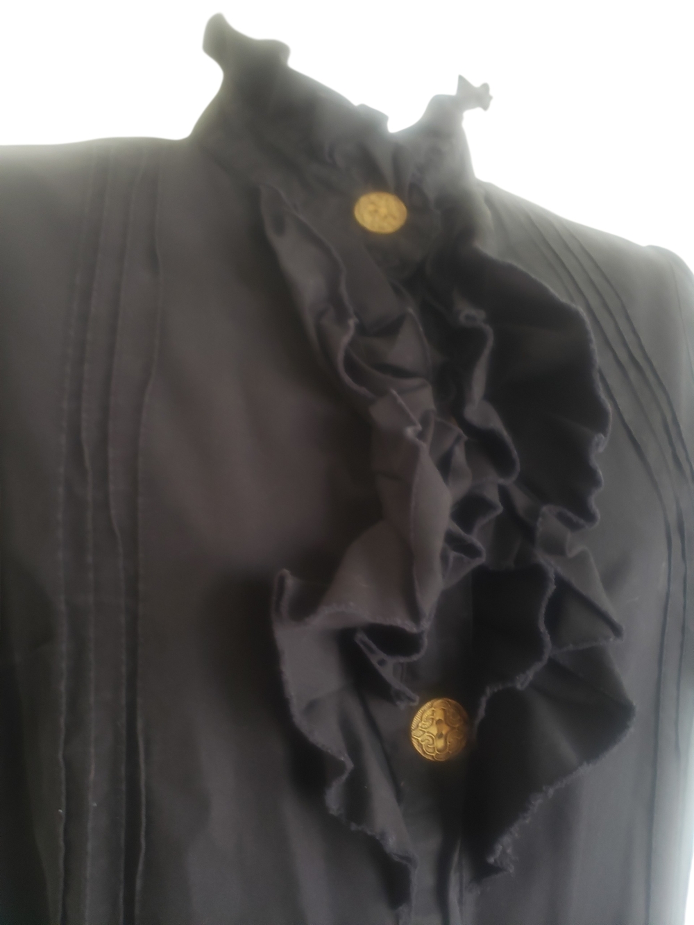 Victorian Style Black Ruffled Short Sleeve Blouse, Whimsigoth - Picture 4 of 4